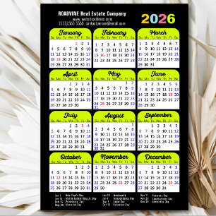 2025 Calendar US Holidays Green Corporate Magnetic