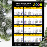 2025 Calendar US Holidays Simple Business Magnetic<br><div class="desc">Modern Black Orange Colourful 2025 Calendar Corporate Magnetic Card featuring Federal Holidays in United States. All the texts are pre-arranged for you to personalise easily and quickly with your own details.</div>