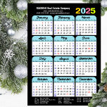 2025 Calendar US Holidays Simple Business Magnetic<br><div class="desc">Modern Black Blue Colourful 2025 Calendar Corporate Magnetic Card featuring Federal Holidays in United States. All the texts are pre-arranged for you to personalise easily and quickly with your own details.</div>