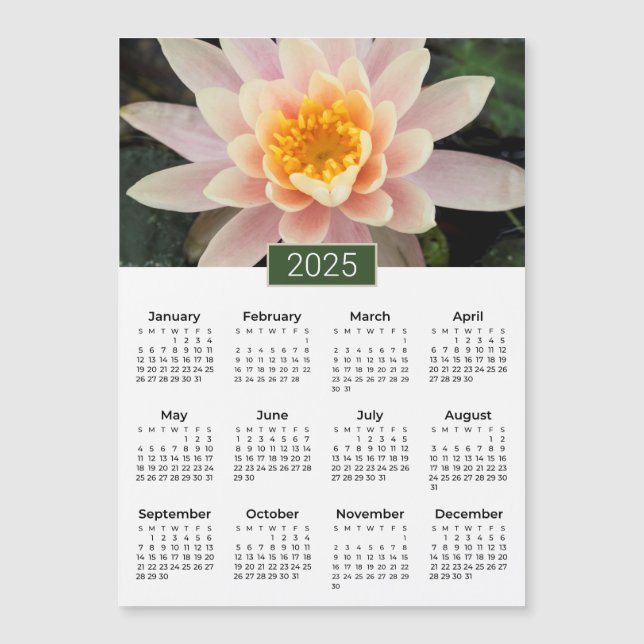2025 Calendar Water Lily Photo Magnet (Front)