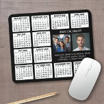 2025 Calendar with 2 Photos and Text - Black White Mouse Pad<br><div class="desc">A 2 photo collage with a calendar and room to add a few lines of text. A fun item for the New Year to use at the office or at home. Add 2 square photos to this design.</div>