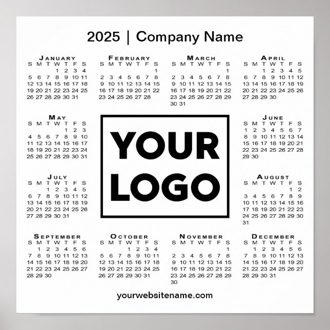 2025 Calendar with Company Logo and Name Poster (Front)