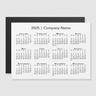 2025 Calendar with Company Name White Magnet