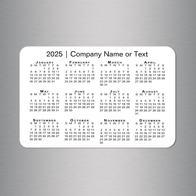 2025 Calendar with Custom Text White Magnet (2025 Calendar with Custom Text White Magnet in situ)