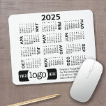 2025 Calendar with logo, Contact Information White Mouse Pad<br><div class="desc">Add a logo with a 2025 calendar and room to add a few lines of text. The calendar is above your business branding. ---------You can change colours in the advanced design area------- A fun item for the New Year to use as a company giveaway. You can change colours in the...</div>