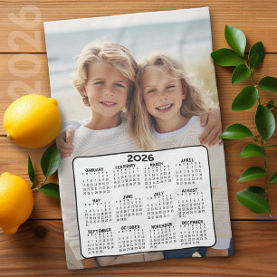 2025 Calendar with Photo - Basic Black White Tea Towel