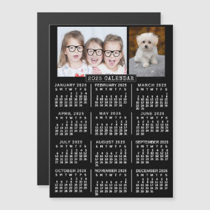 2025 Calendar Year Black   Custom 2 Photo Template Magnetic Invitation