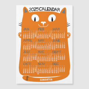 2025 Calendar Year Mid-Century Orange Cat Magnet
