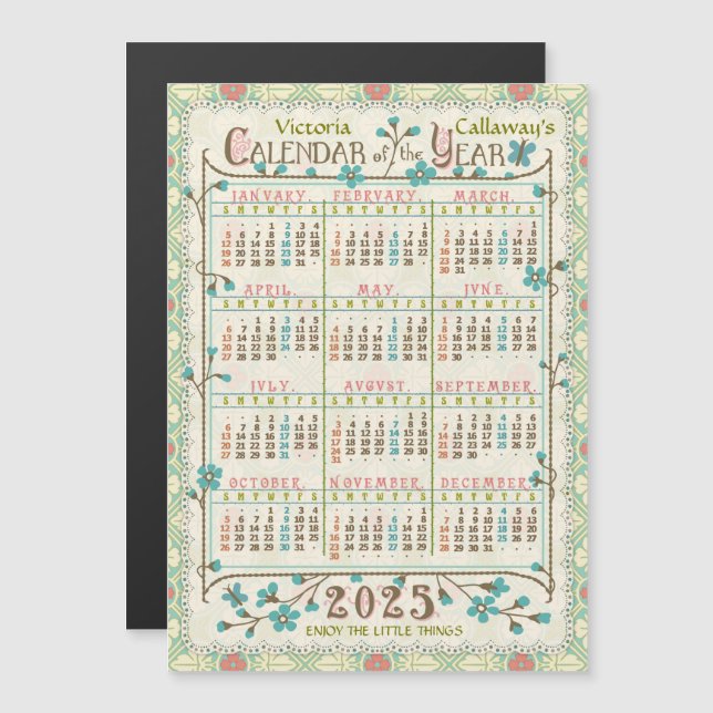 2025 Calendar Year | Victorian Art Nouveau Custom Magnetic Invitation (Front/Back)