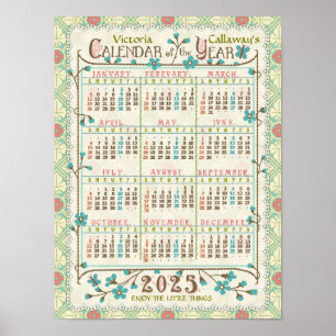 2025 Calendar Year Victorian Art Nouveau   Custom Poster