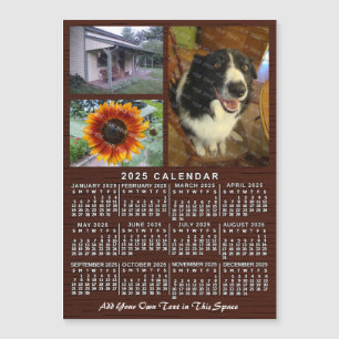 2025 Calendar Year Wood Custom 3 Photos Magnet