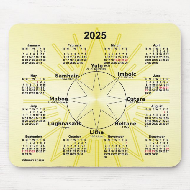 2025 Celtic Wheel of the Year Calendar by Janz Mouse Pad (Front)