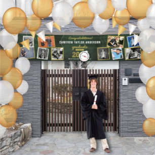 2025 Chalkboard Sketch 10 Photo Graduation Party Banner