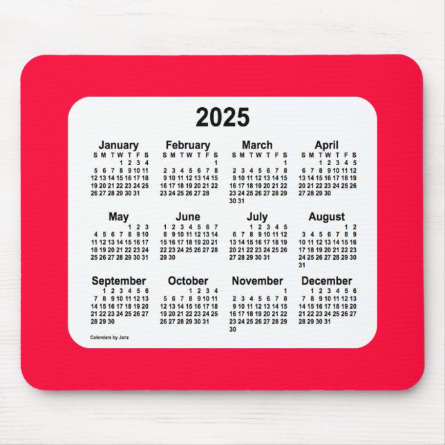 2025 Cherry Red Calendar by Janz Mouse Pad (Front)