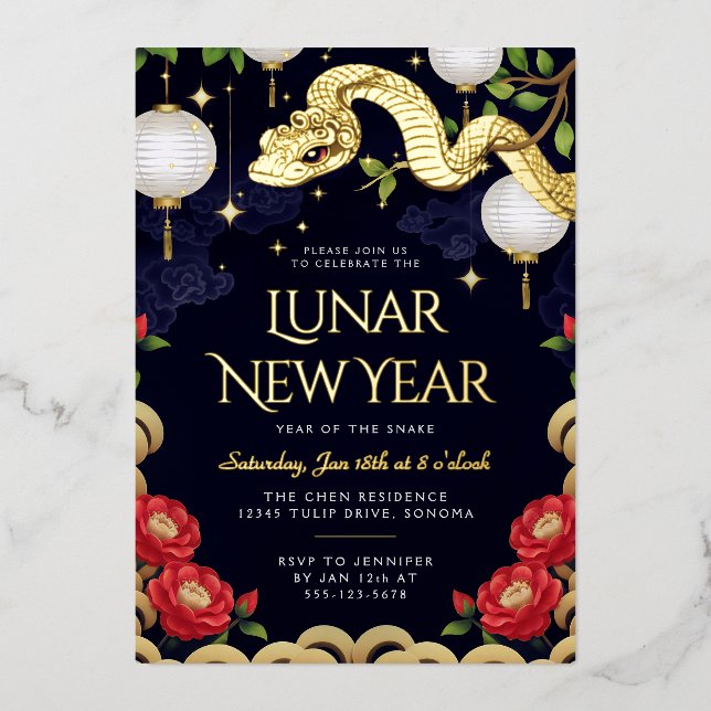 2025 Chinese Lunar New Year Snake Party Invitation (Front)