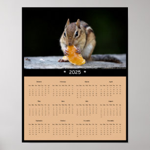 2025 Chipmunk Wall Calendar Poster