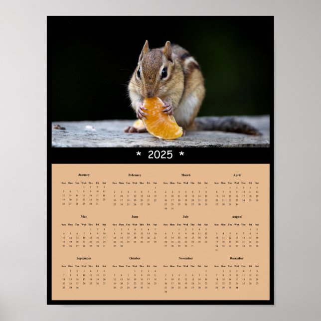 2025 Chipmunk Wall Calendar Poster (Front)