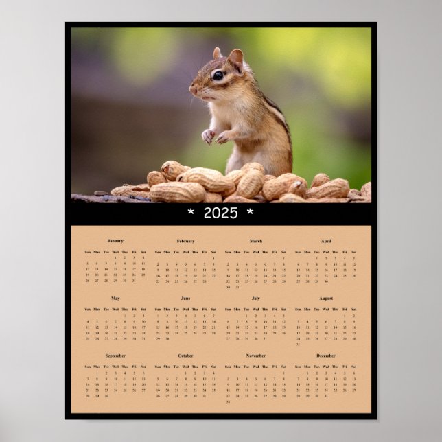 2025 Chipmunk Wall Calendar Poster (Front)