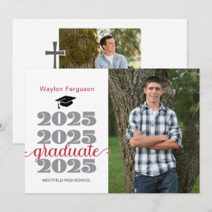 2025 Christian Black Red Photo Graduation Announcement