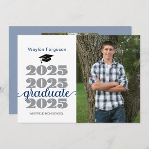 2025 Christian Blue Graduation Photo Announcement