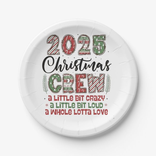 2025 Christmas Crew Family Matching Outfit Xmas  Paper Plate (Front)