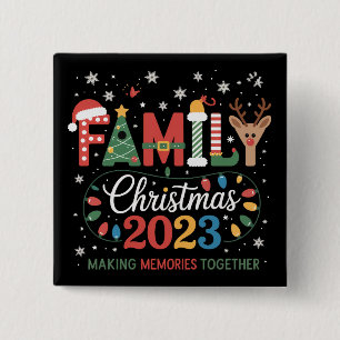 2025 Christmas Crew We Are Family Festive Party 15 Cm Square Badge