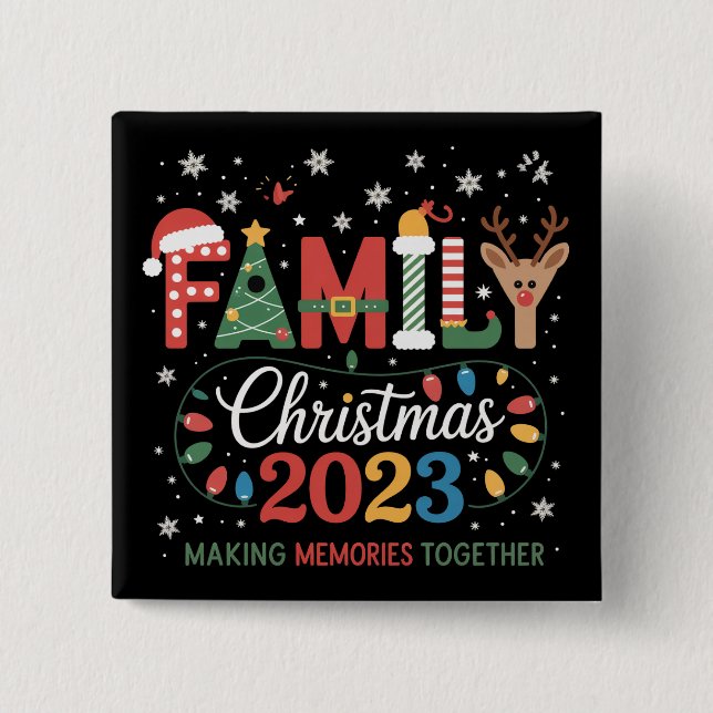 2025 Christmas Crew We Are Family Festive Party 15 Cm Square Badge (Front)