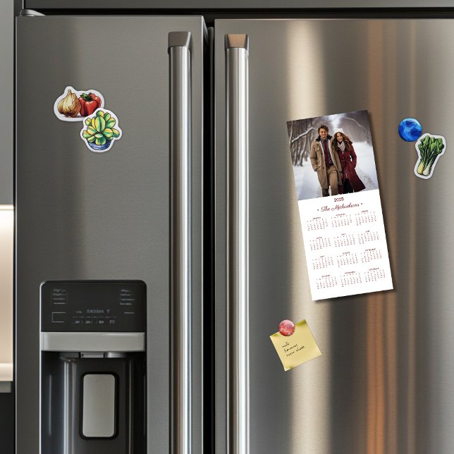 2025 Classic Photo Calendar Magnet Red/White 4"x9" (Creator Uploaded)