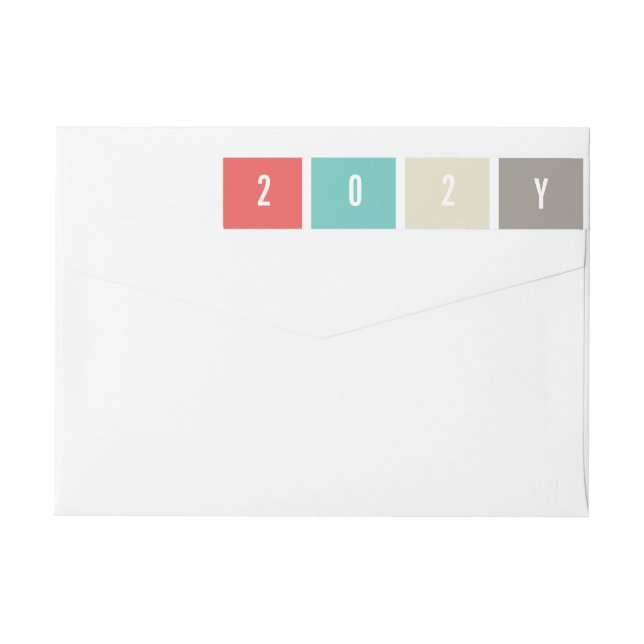 2025 Colour Blocks Modern New Year Holiday Address Wrap Around Label (Back)