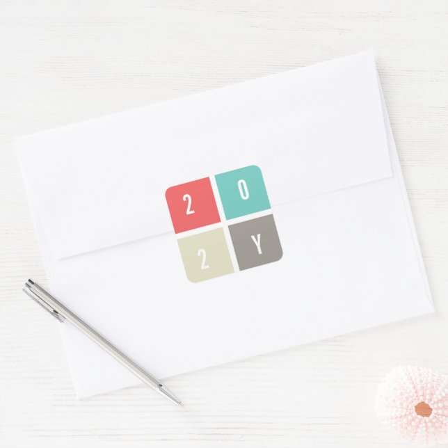 2025 Colour Blocks Modern Simple New Year Holiday Square Sticker (Envelope)