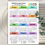 2025 Colour Calendar US Holidays Corporate Magneti<br><div class="desc">Modern and simple Multi Colour 2025 Calendar Corporate Magnetic Card featuring Federal Holidays in United States in 2025. All the texts are pre-arranged for you to personalise easily and quickly with your own details. Wish you all a Happy Holidays and an Amazing New Year! For many other card designs, please...</div>