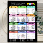 2025 Colour Calendar US Holidays Corporate Magneti<br><div class="desc">Modern Black Multi Colour 2025 Calendar Corporate Magnetic Card featuring 2025 Calendar with Federal Holidays in United States in 2025. All the texts are pre-arranged for you to personalise easily and quickly with your own details. Wish you all a Happy Holidays and an Amazing New Year! For many other card...</div>
