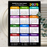 2025 Colour Calendar US Holidays Corporate Magneti<br><div class="desc">Modern Black Multi Colour 2025 Calendar Corporate Magnetic Card featuring 2025 Calendar with Federal Holidays in United States in 2025. All the texts are pre-arranged for you to personalise easily and quickly with your own details. Wish you all a Happy Holidays and an Amazing New Year! For many other card...</div>