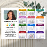 2025 Colour Calendar US Holidays Corporate Magneti<br><div class="desc">Modern Black Multi Colour 2025 Calendar Corporate Magnetic Card. All the texts are pre-arranged for you to personalise easily and quickly with your own details. Wish you all a Happy Holidays and an Amazing New Year! For many other card designs, please visit : (Business Holiday Cards) https://www.zazzle.com/collections/119095696689680604 (Business Magnetic Cards)...</div>