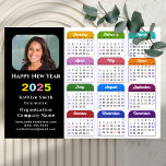 2025 Colour Calendar US Holidays Corporate Magneti<br><div class="desc">Modern Black Multi Colour 2025 Calendar Corporate Magnetic Card. All the texts are pre-arranged for you to personalise easily and quickly with your own details. Wish you all a Happy Holidays and an Amazing New Year! For many other card designs, please visit : (Business Holiday Cards) https://www.zazzle.com/collections/119095696689680604 (Business Magnetic Cards)...</div>
