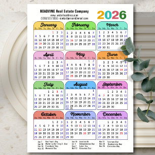 2025 Colour Calendar US Holidays Corporate Magneti