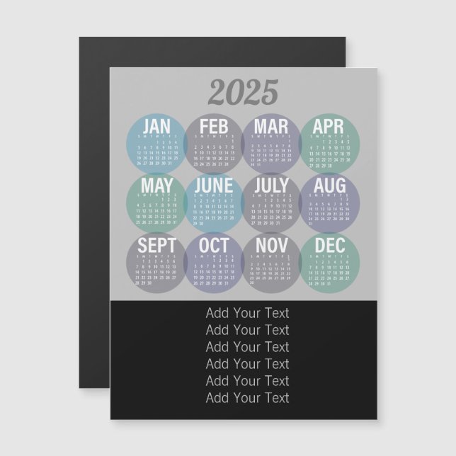 2025 - Colourful Monthly Calendar 2 (Front/Back)