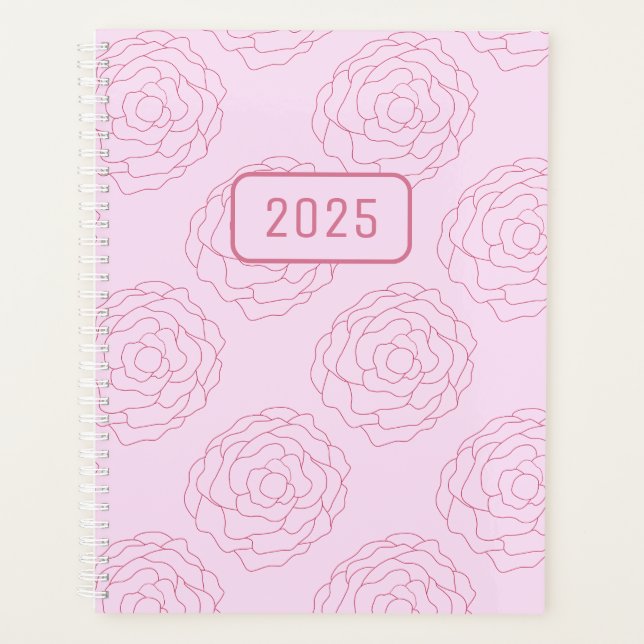 2025 Coming Up Roses: Dark Pink Roses on Pink Planner (Front)
