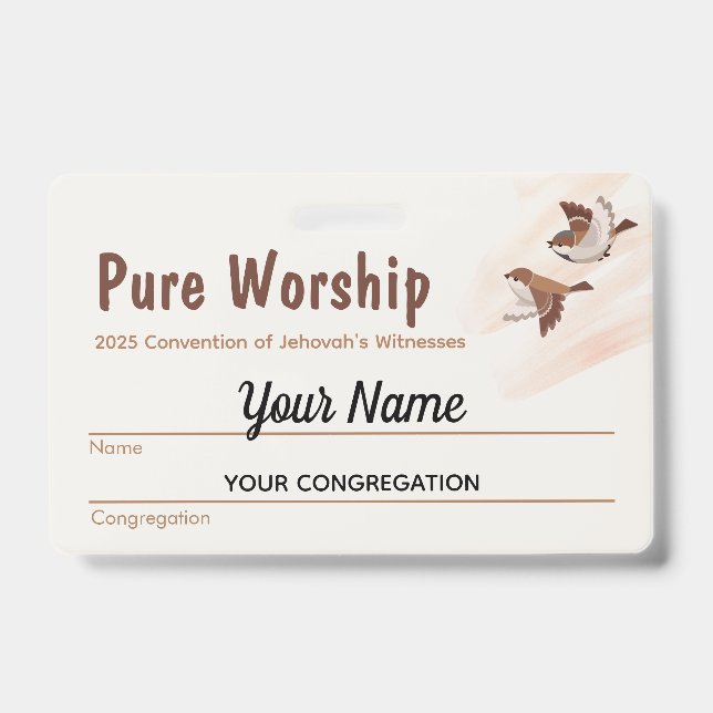 2025 Convention Pure Worship | JW Name  ID Badge (Front)