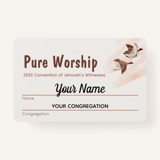 2025 Convention Pure Worship | JW Name  ID Badge (Front)