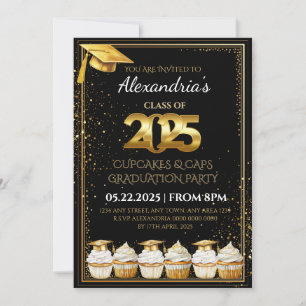 2025 Cupcakes & Caps Graduation Invitation