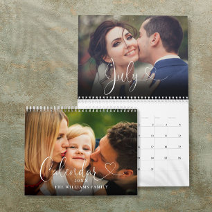 2025 Custom Family Elegant Heart Script Photo Calendar