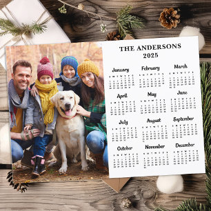 2025 Custom Photo Simple Family 12 Month Calendar Holiday Card