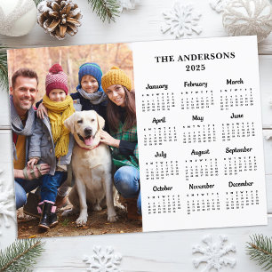 2025 Custom Photo Simple Family 12 Month Calendar Holiday Postcard
