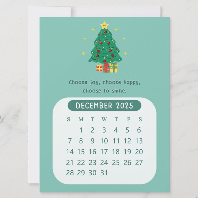 2025 December Kawaii Monthly Motivational Calendar Invitation (Front)