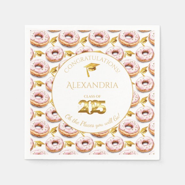 2025 Doughnuts and Degrees Graduation Paper Plate Napkin (Front)