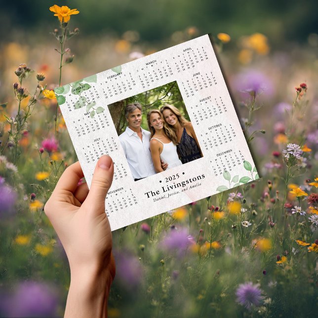 2025 Elegant Family Photo Calendar Magnet/Greenery (Creator Uploaded)