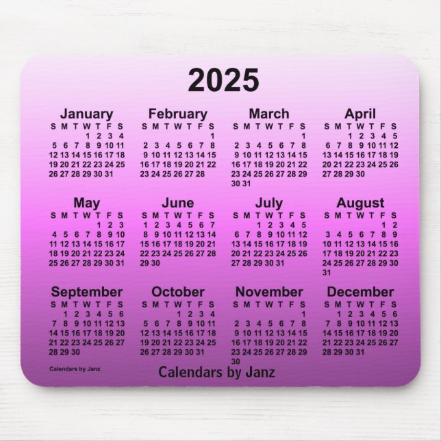 2025 Faded Hot Pink Calendar by Janz Mouse Pad (Front)