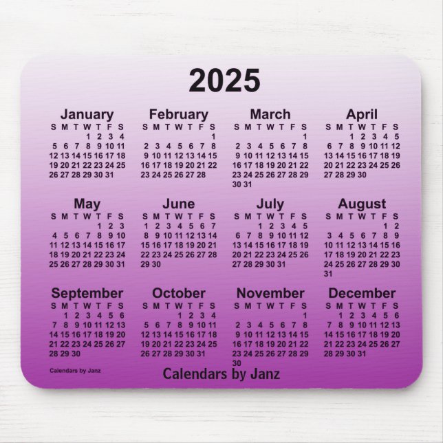 2025 Faded Purple Calendar by Janz Mouse Pad (Front)