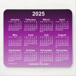2025 Faded Purple Neon Calendar by Janz Mouse Pad